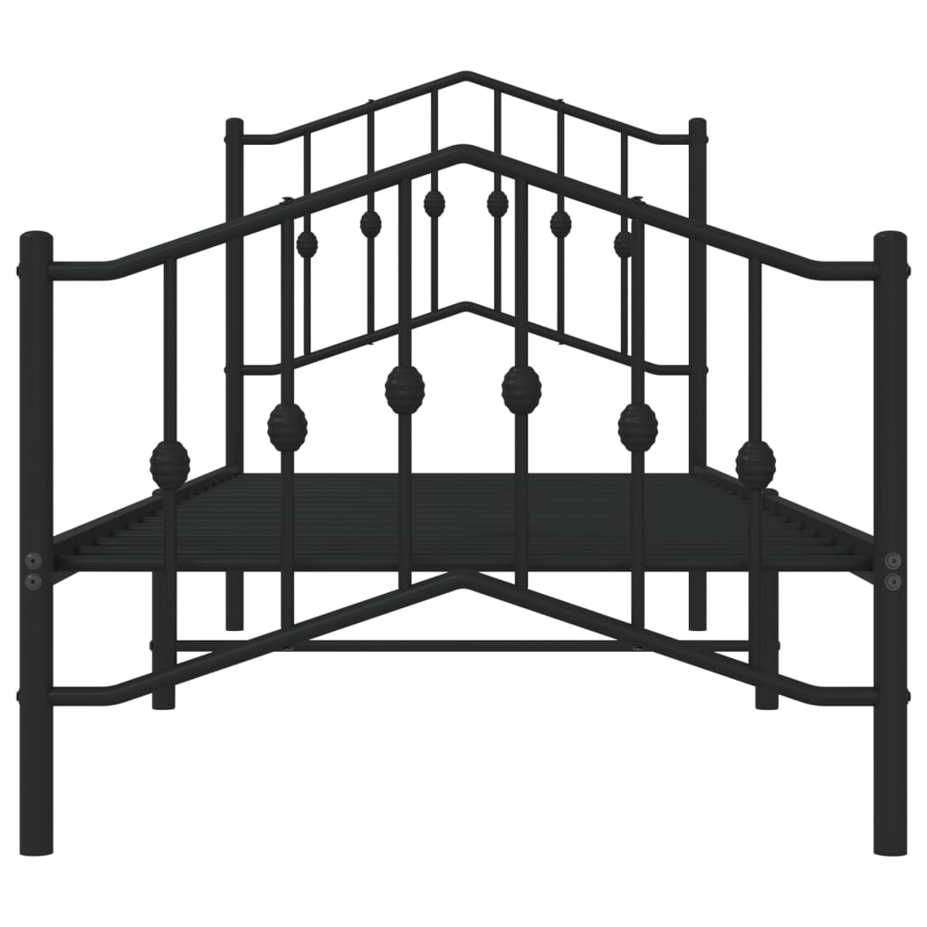 vidaXL Bed Frame | Black | Powder-Coated Steel | Single | Bed Frame