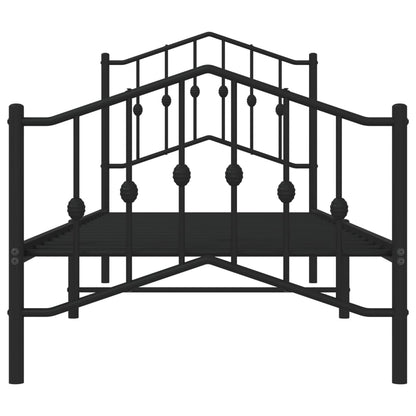 vidaXL Bed Frame | Black | Powder-Coated Steel | Single | Bed Frame