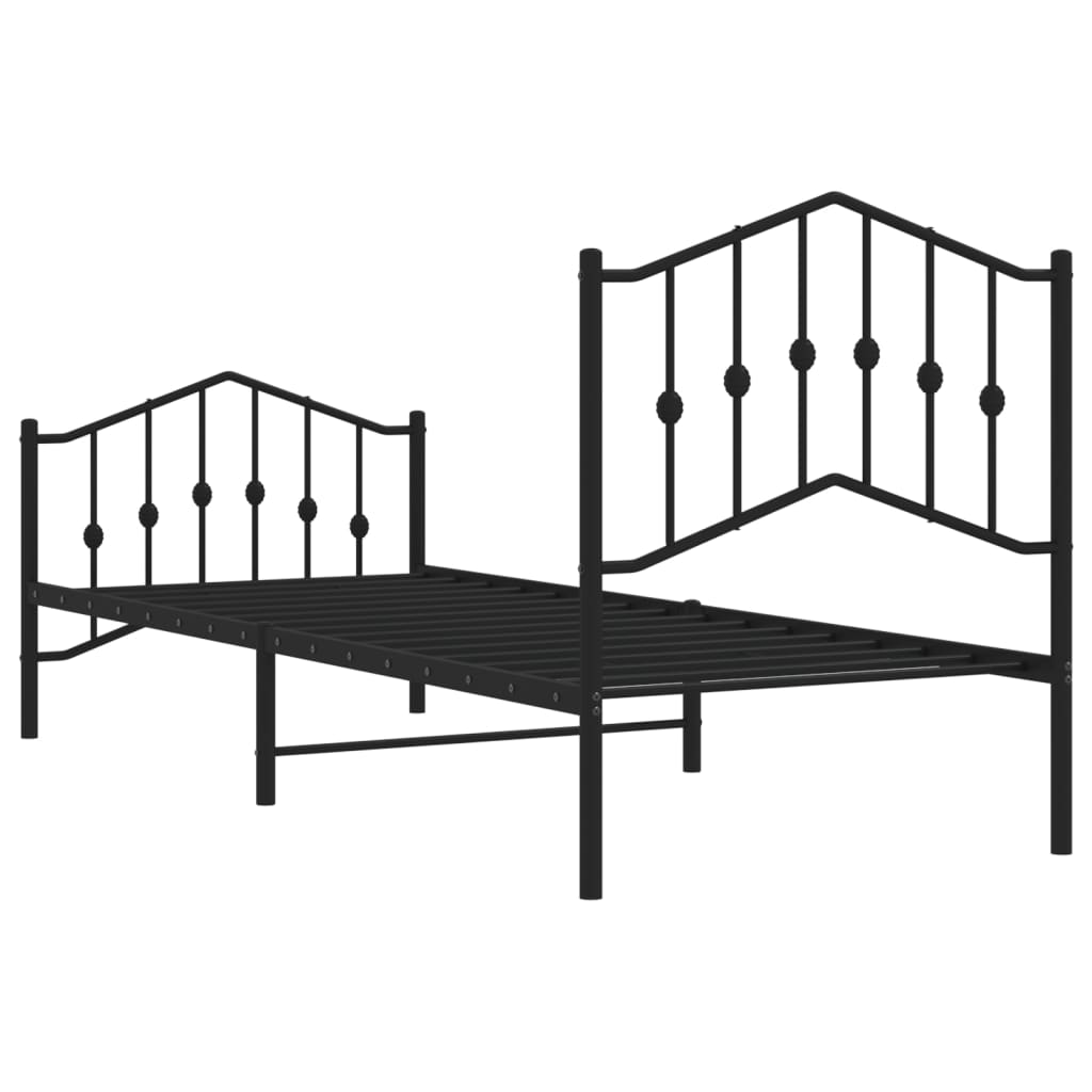 vidaXL Bed Frame | Black | Powder-Coated Steel | Single | Bed Frame