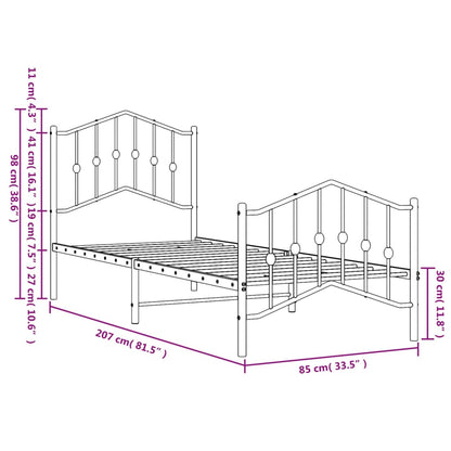 vidaXL Bed Frame | Black | Powder-Coated Steel | Single | Bed Frame