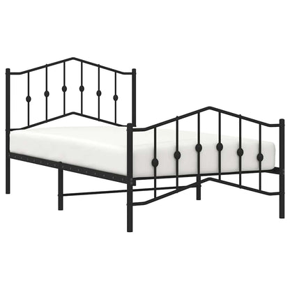 vidaXL Metal Bed Frame without Mattress with Footboard Black 100x190cm
