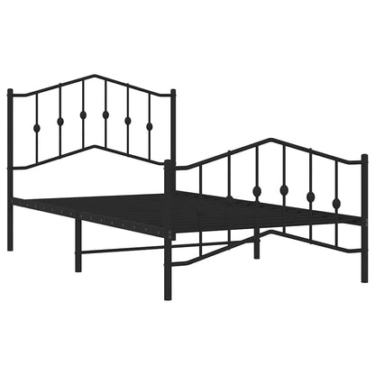 vidaXL Metal Bed Frame without Mattress with Footboard Black 100x190cm