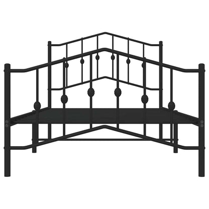 vidaXL Metal Bed Frame without Mattress with Footboard Black 100x190cm