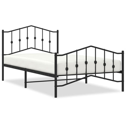 vidaXL Bed Frame | Black | Powder-Coated Steel | 107x203 cm | Bed Frame