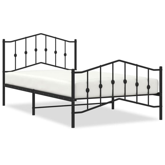 vidaXL Bed Frame | Black | Powder-Coated Steel | 107x203 cm | Bed Frame