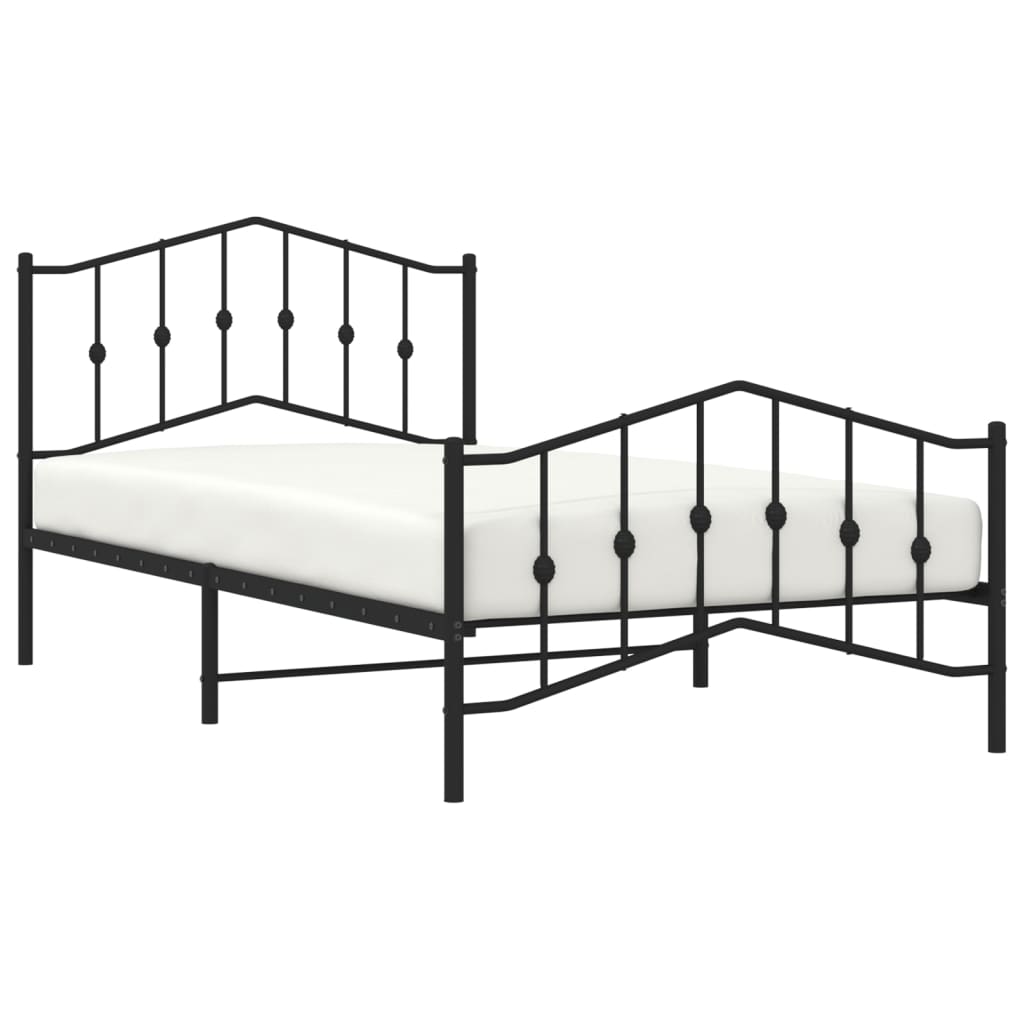 vidaXL Bed Frame | Black | Powder-Coated Steel | 107x203 cm | Bed Frame