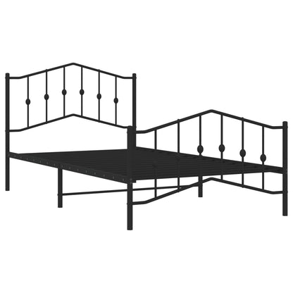 vidaXL Bed Frame | Black | Powder-Coated Steel | 107x203 cm | Bed Frame