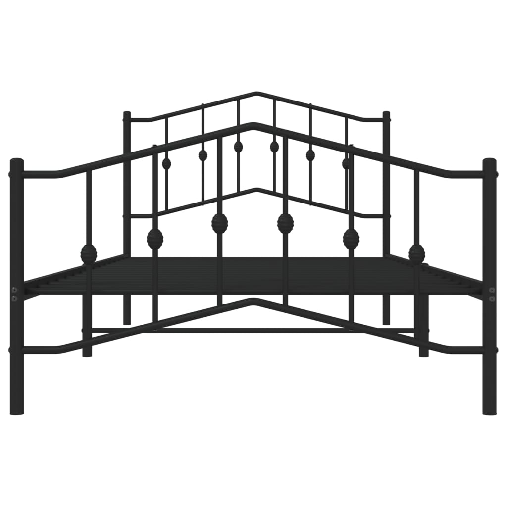 vidaXL Bed Frame | Black | Powder-Coated Steel | 107x203 cm | Bed Frame