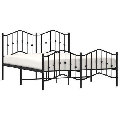 vidaXL Metal Bed Frame without Mattress with Footboard Black 135x190cm