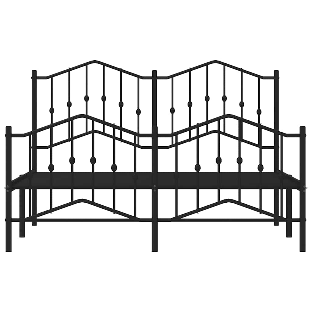 vidaXL Metal Bed Frame without Mattress with Footboard Black 135x190cm