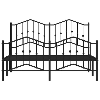 vidaXL Metal Bed Frame without Mattress with Footboard Black 135x190cm