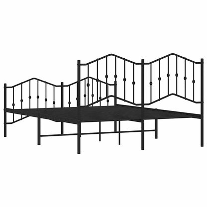 vidaXL Metal Bed Frame without Mattress with Footboard Black 135x190cm