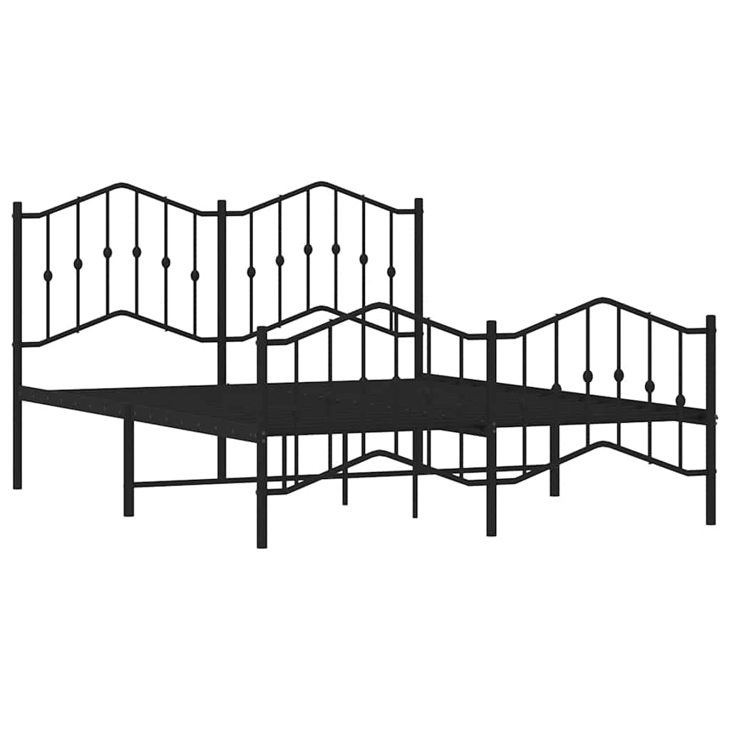 vidaXL Metal Bed Frame without Mattress with Footboard Black 150x200cm