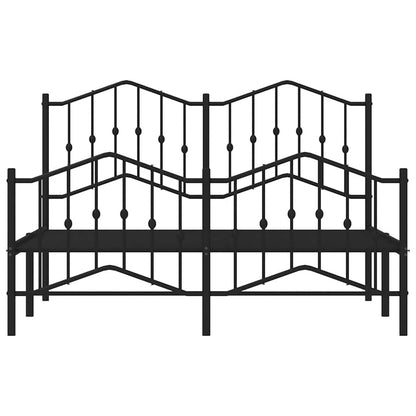 vidaXL Metal Bed Frame without Mattress with Footboard Black 150x200cm