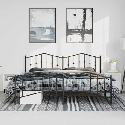 vidaXL Metal Bed Frame without Mattress with Footboard Black 183x213cm