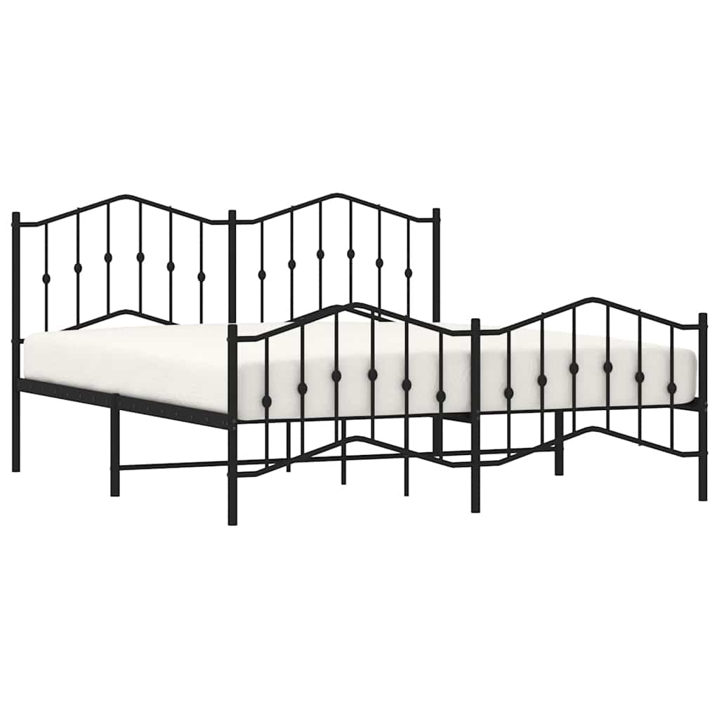 vidaXL Metal Bed Frame without Mattress with Footboard Black 183x213cm