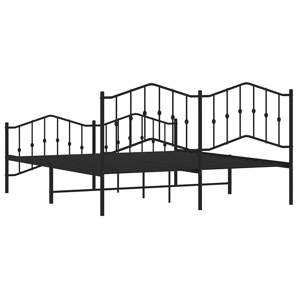 vidaXL Metal Bed Frame without Mattress with Footboard Black 183x213cm