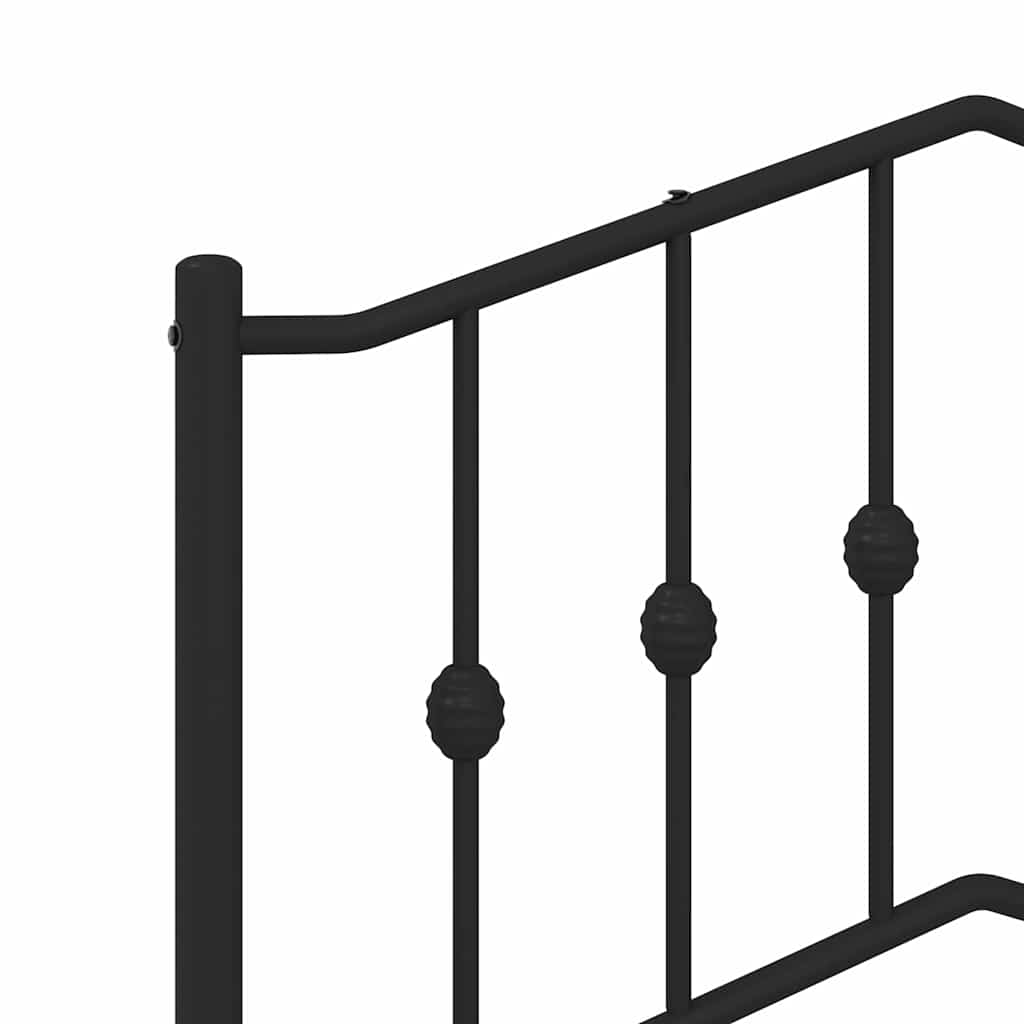 vidaXL Metal Bed Frame without Mattress with Footboard Black 183x213cm