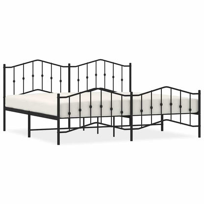 vidaXL Bed Frame | Black | Powder-Coated Steel | Double | Bed Frame