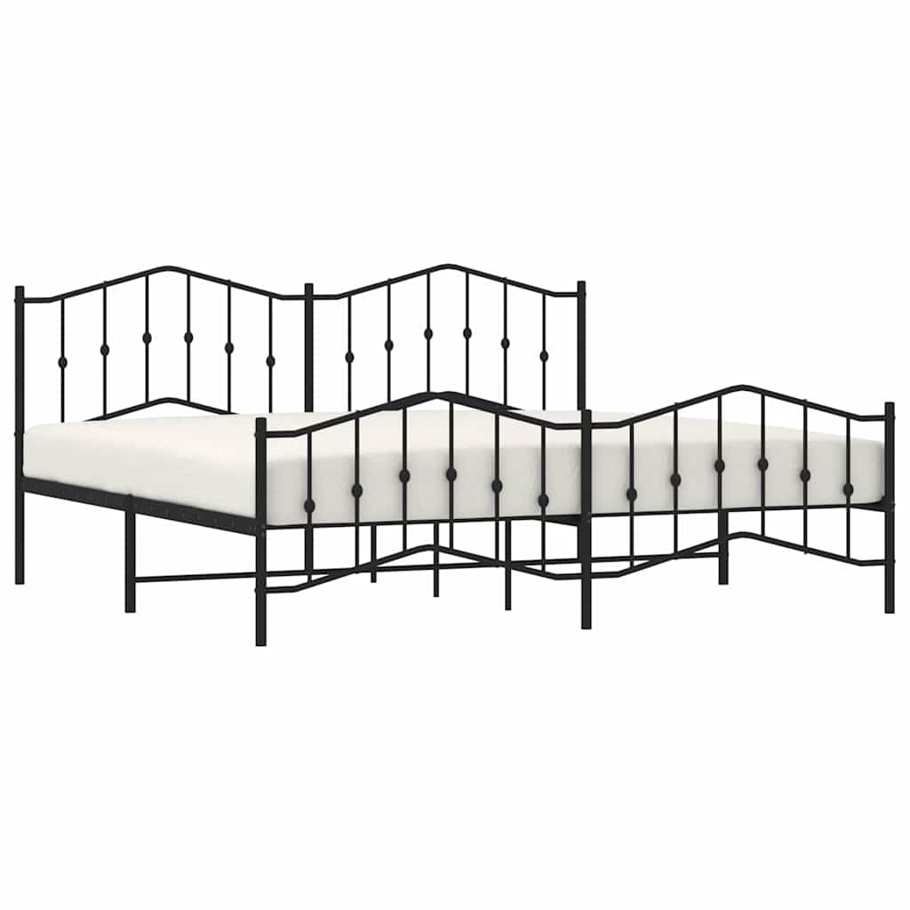 vidaXL Bed Frame | Black | Powder-Coated Steel | Double | Bed Frame