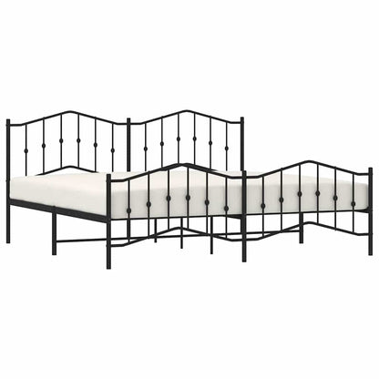 vidaXL Bed Frame | Black | Powder-Coated Steel | Double | Bed Frame