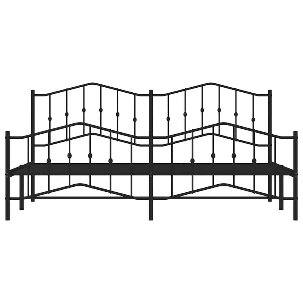 vidaXL Bed Frame | Black | Powder-Coated Steel | Double | Bed Frame