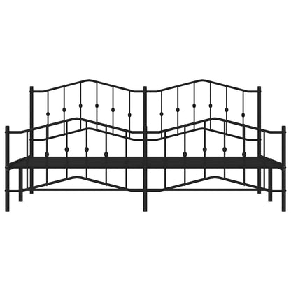 vidaXL Bed Frame | Black | Powder-Coated Steel | Double | Bed Frame