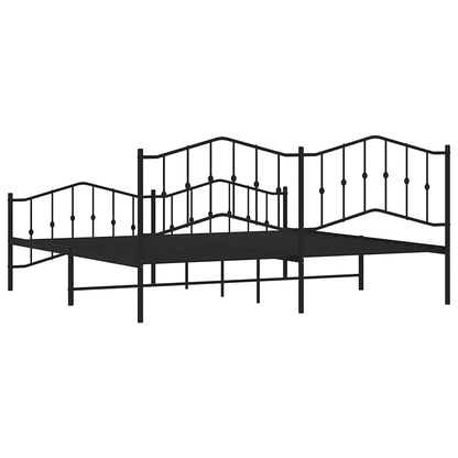 vidaXL Bed Frame | Black | Powder-Coated Steel | Double | Bed Frame
