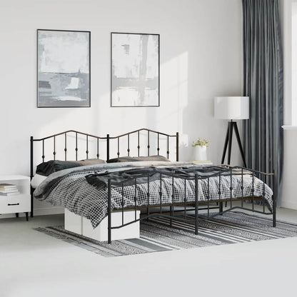 vidaXL Bed Frame | Black | Powder-Coated Steel | Double | Bed Frame