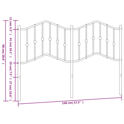 vidaXL Metal Replace Headboard Black 140 cm