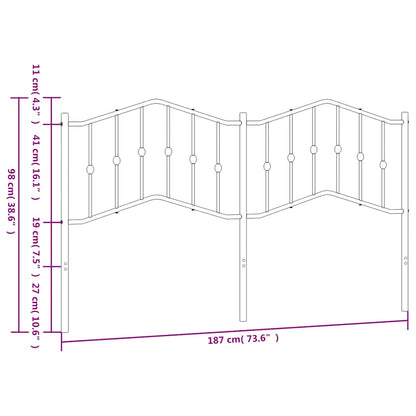 vidaXL Metal Replace Headboard Black 180 cm