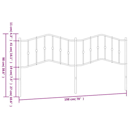 vidaXL Metal Replace Headboard Black 193 cm