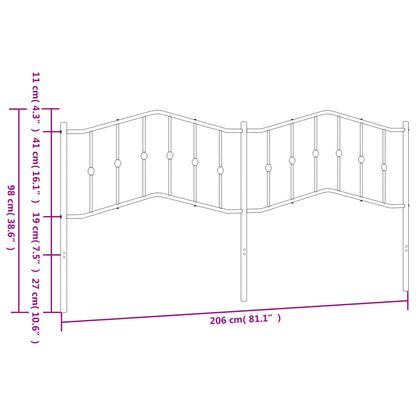 vidaXL Metal Replace Headboard Black 200 cm