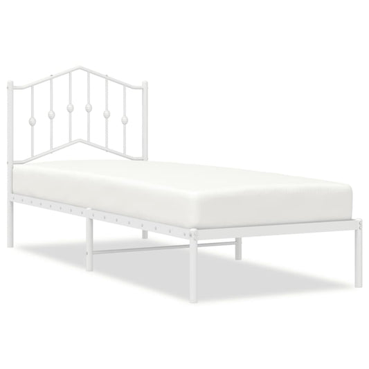 vidaXL Metal Bed Frame without Mattress with Headboard White 75x190cm