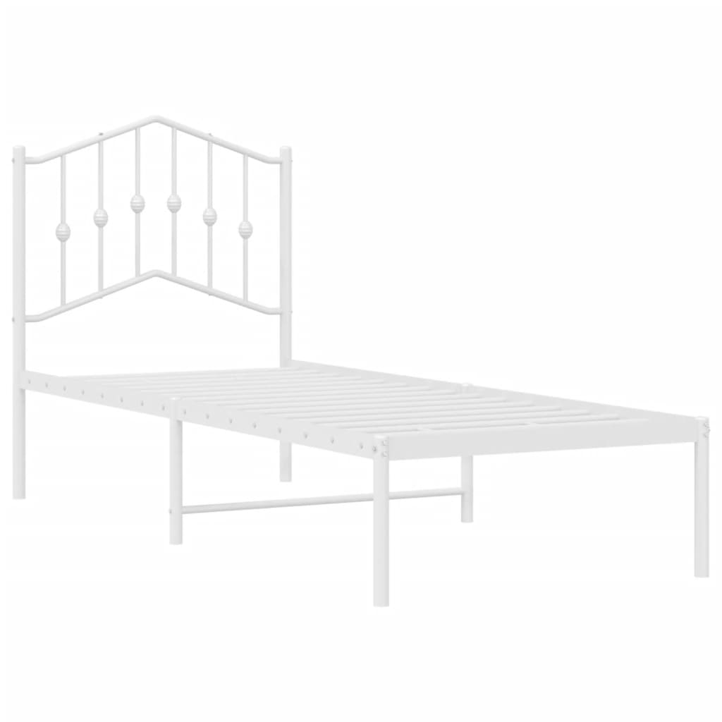 vidaXL Metal Bed Frame without Mattress with Headboard White 75x190cm