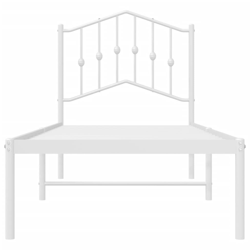 vidaXL Metal Bed Frame without Mattress with Headboard White 75x190cm