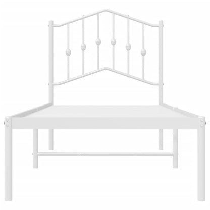 vidaXL Metal Bed Frame without Mattress with Headboard White 75x190cm