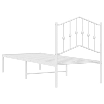 vidaXL Metal Bed Frame without Mattress with Headboard White 75x190cm