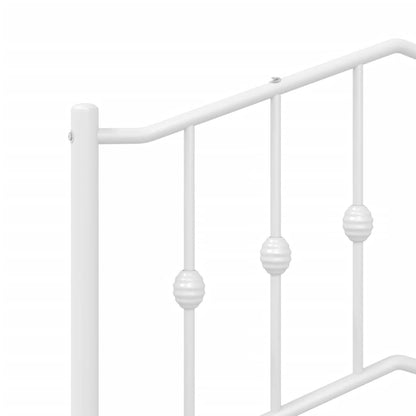 vidaXL Metal Bed Frame without Mattress with Headboard White 75x190cm