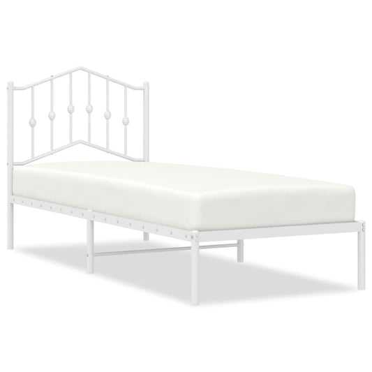 vidaXL Bed Frame | White | Powder-Coated Steel | Single | Bed Frame