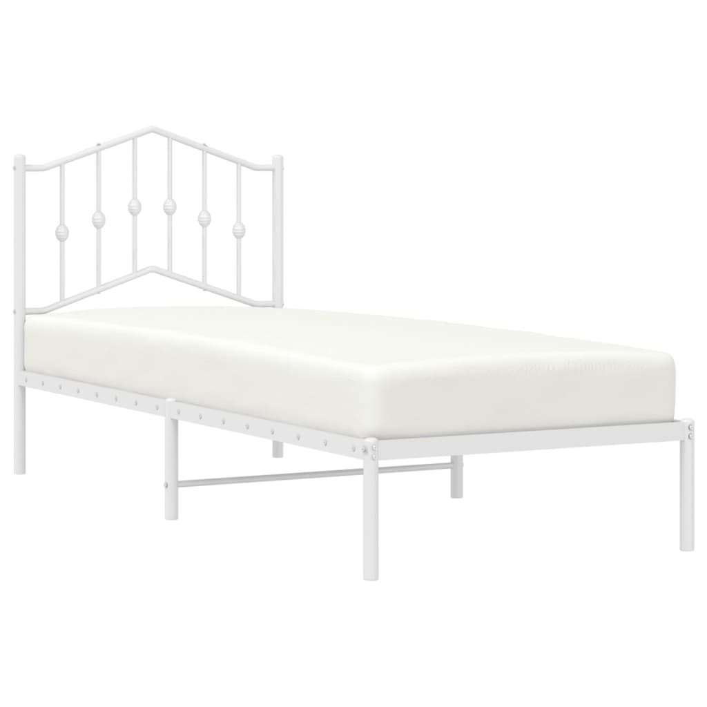 vidaXL Bed Frame | White | Powder-Coated Steel | Single | Bed Frame