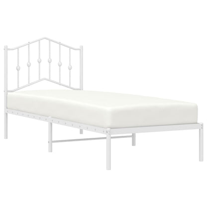 vidaXL Bed Frame | White | Powder-Coated Steel | Single | Bed Frame
