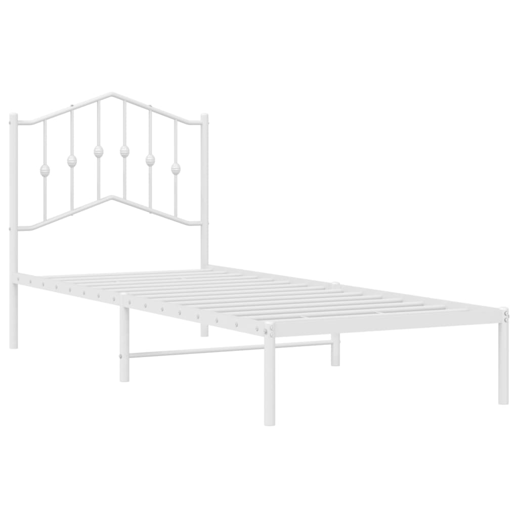 vidaXL Bed Frame | White | Powder-Coated Steel | Single | Bed Frame