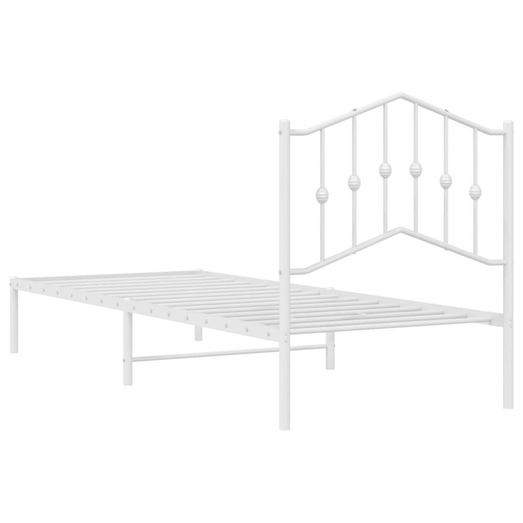 vidaXL Bed Frame | White | Powder-Coated Steel | Single | Bed Frame