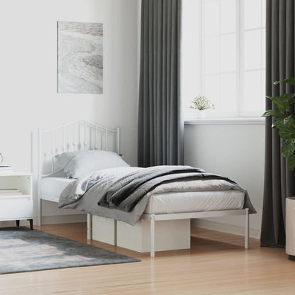 vidaXL Bed Frame | White | Powder-Coated Steel | Single | Bed Frame