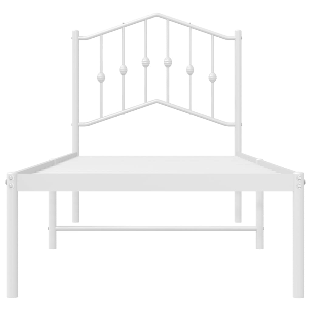 vidaXL Metal Bed Frame without Mattress with Headboard White 90x190cm