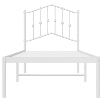 vidaXL Metal Bed Frame without Mattress with Headboard White 90x190cm