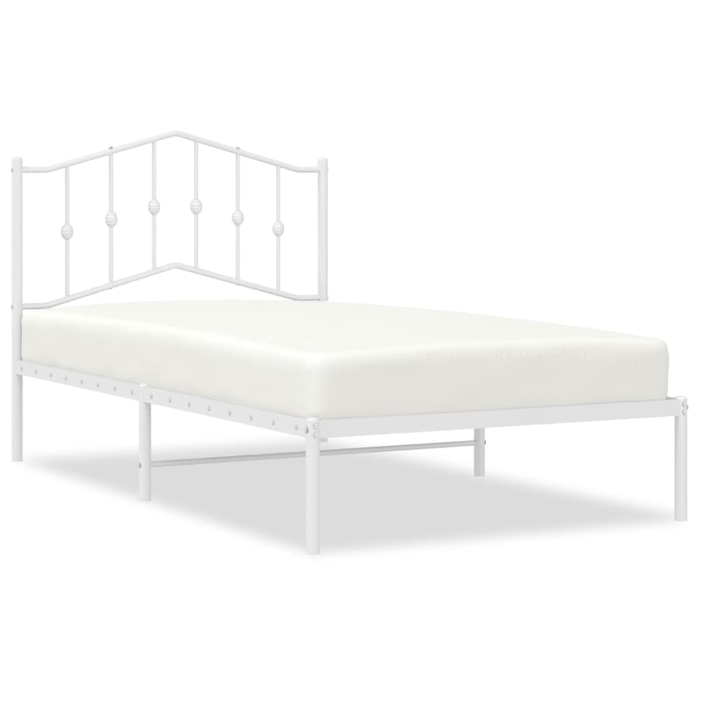 vidaXL Metal Bed Frame without Mattress with Headboard White 100x190cm