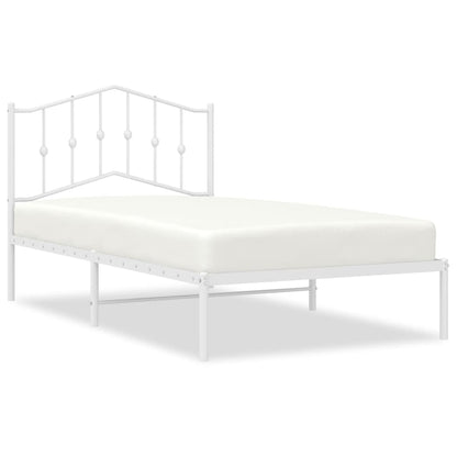 vidaXL Metal Bed Frame without Mattress with Headboard White 100x190cm