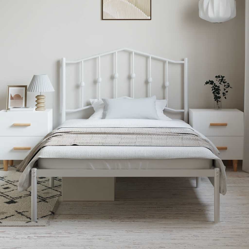 vidaXL Metal Bed Frame without Mattress with Headboard White 100x190cm